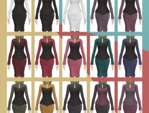 Crypt Dress Corset & Pencil Skirt S3 Conversion at Busted Pixels