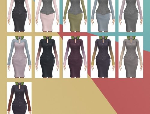 Crypt Dress Corset & Pencil Skirt S3 Conversion at Busted Pixels