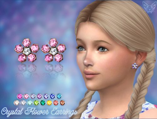 Crystal Flower Stud Earrings For Kids