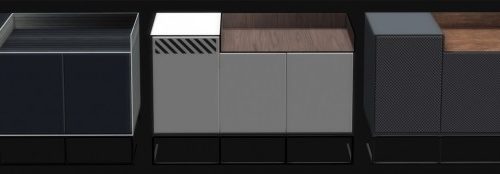 Custom design sideboard and wall grid (P) at Paco Sims