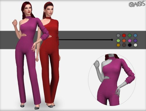 Cut Out One Sleeve Jumpsuit