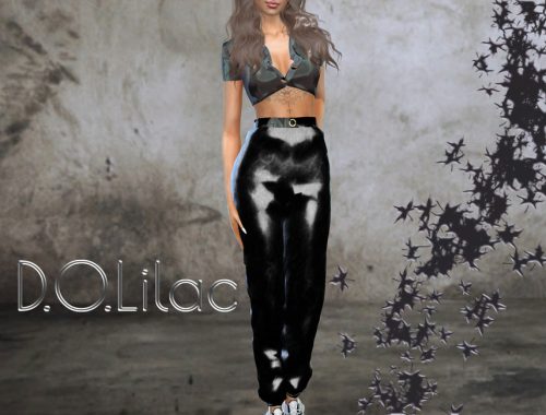 D.O.Lilac Silky and Leather Pants 04