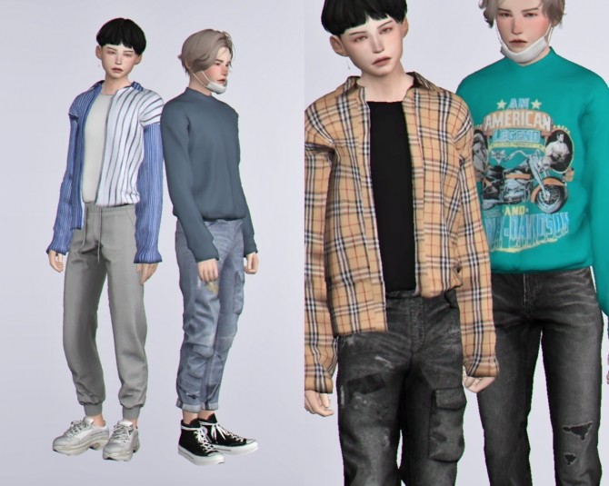 High neck top & tucked shirt at Casteru - The Sims 4 Catalog