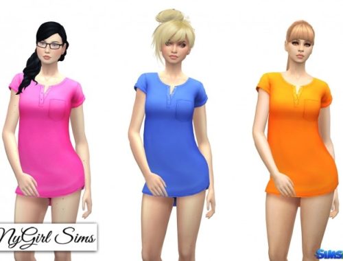 Short Sleeve Pocketed Night Shirt at NyGirl Sims