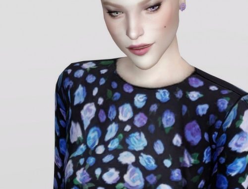 Blue floral print crepe dress (12 colors) at Rusty Nail
