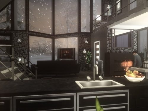 Dark modern A-Frame home at a-winged-llama