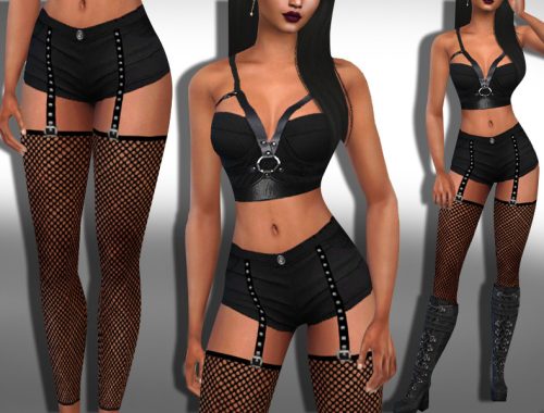 Dark Raven Fishnet Stockings  Attached Shorts