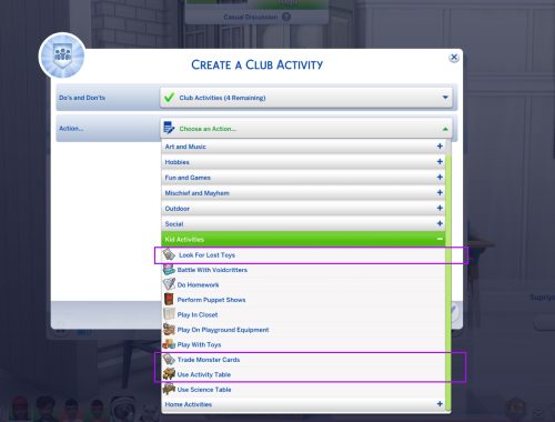 Custom Club Activities