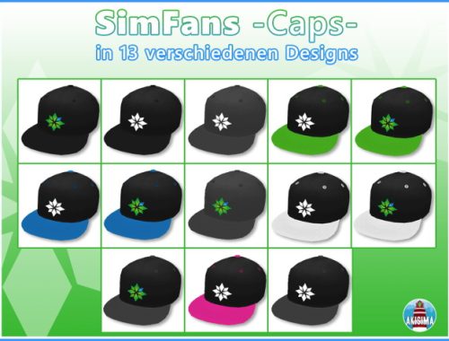 SimFans Merch Caps by Waterwoman at Akisima