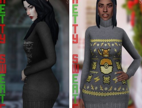 Pretty Sweater short dress at Candy Sims 4