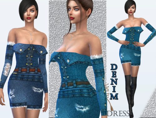 Denim dress with long sleeves