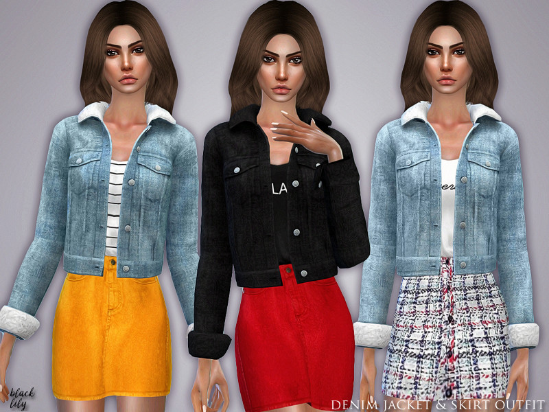 Denim Jacket & Skirt Outfit - The Sims 4 Catalog