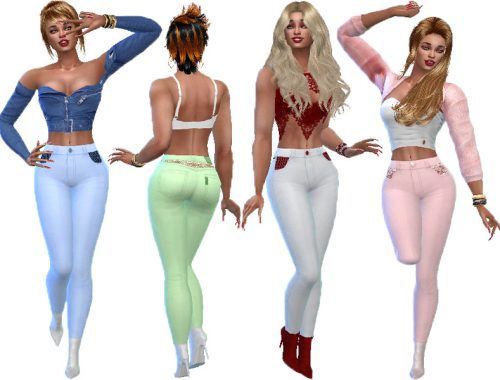 Denim pants with lace