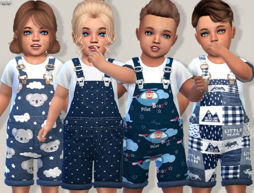 Denim Short Overalls For Toddlers