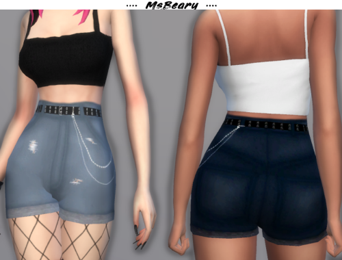 Denim Shorts With Chain Belt