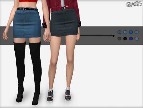 Denim Skirt With Belt