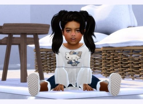Designer Set for Girls: jeans, shirt & shoes at Sims4-Boutique