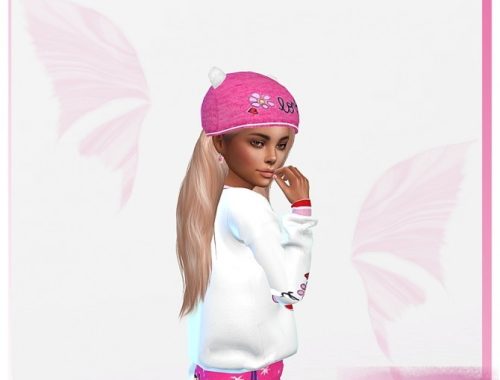 Designer Set for Girls: Pants, Shirt & Hat at Sims4-Boutique