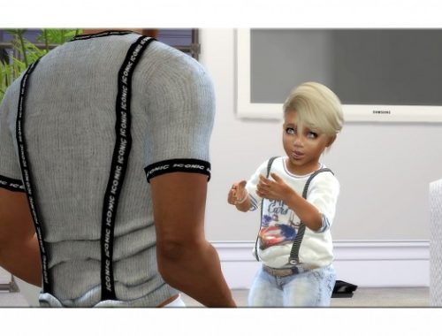 Designer Set for Toddler Boys: shirt, shorts & sneakers at Sims4-Boutique