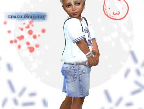 Designer Set for Toddler Boys: shirt, shorts & sneakers at Sims4-Boutique