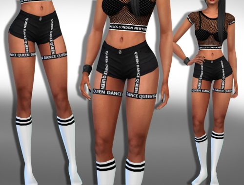 Designer Shorts with Line White Socks