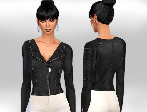 Realistic Fit Black Leather Jacket for Heigh Weist Pants