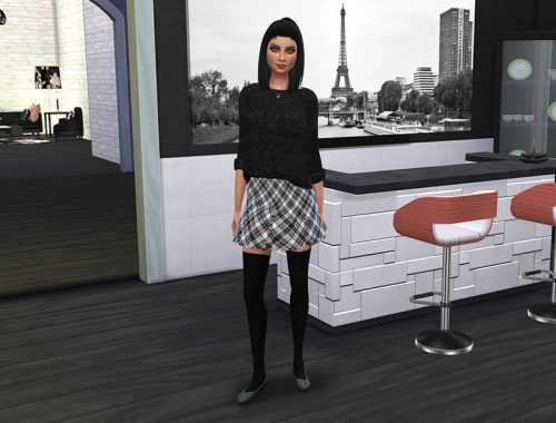 Diagonal Plaid Pleated Mini Skirt
