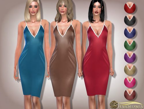 Diamante Strap Satin Pencil Dress