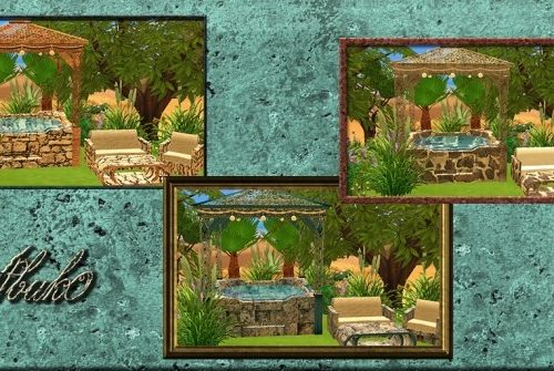 Disandra Set: Tub, Loveseat, Chair & Table at Abuk0 Sims4