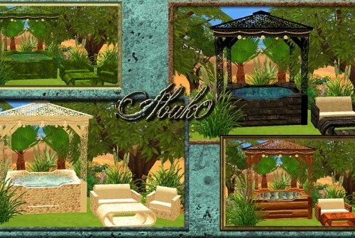 Disandra Set: Tub, Loveseat, Chair & Table at Abuk0 Sims4