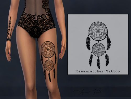 Dreamcatcher Leg Tattoo
