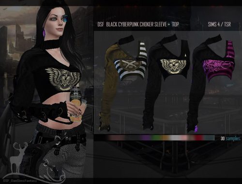 DSF  BLACK CYBERPUNK CHOKER SLEEVE and  TOP
