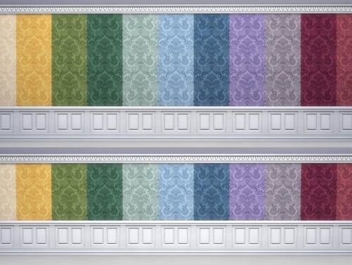 Dual-Edged Wall White Wood & Mariinsky Damask by TheJim07 at Mod The Sims