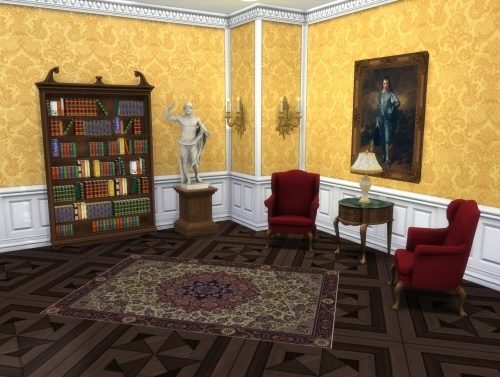 Dual-Edged Wall White Wood & Mariinsky Damask by TheJim07 at Mod The Sims