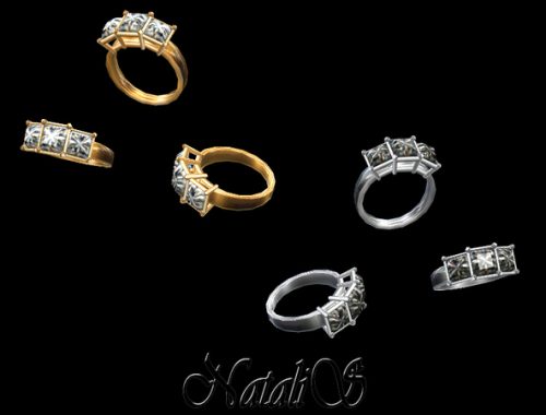 Three stone princess cut ring