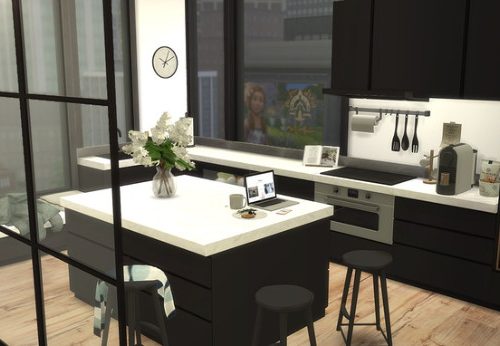 HAKIM HOUSE 121 BLACK AND WHITE MODERN APARTMENT at Zozo Sims