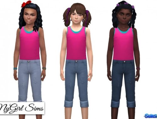 Distressed Denim Capri at NyGirl Sims