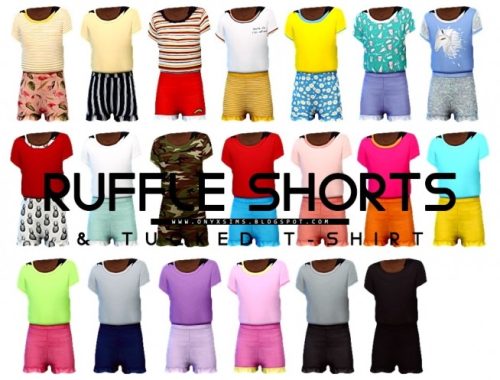 Ruffle Shorts & Tucked T at Onyx Sims