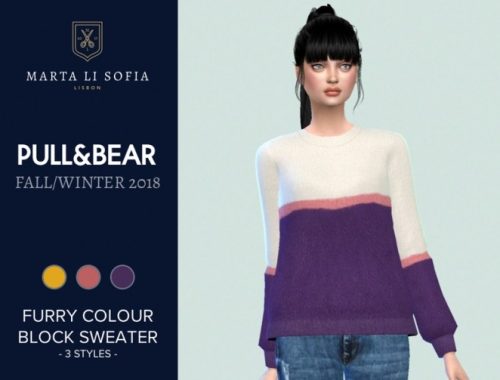 Furry colour block sweater by