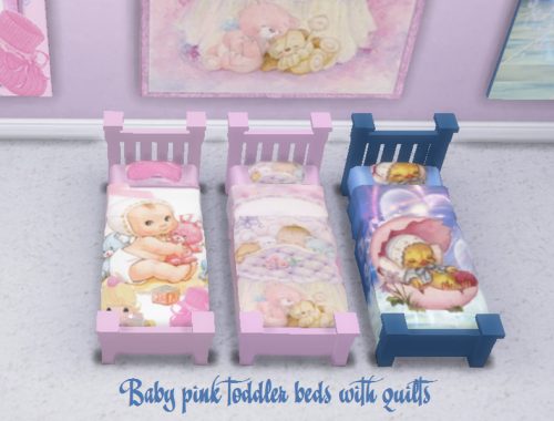 Baby pink toddler beds with quilts