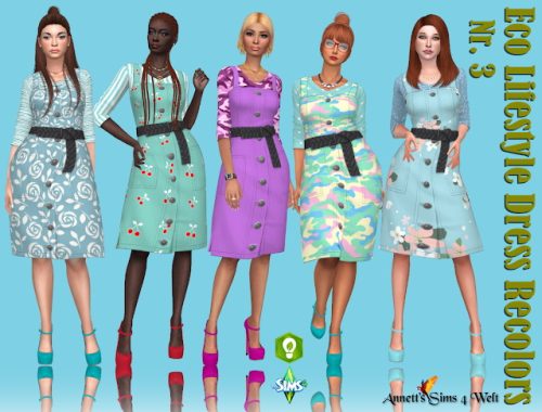 Eco Lifestyle Recolors Dress Nr 3 at Annett’s Sims 4 Welt