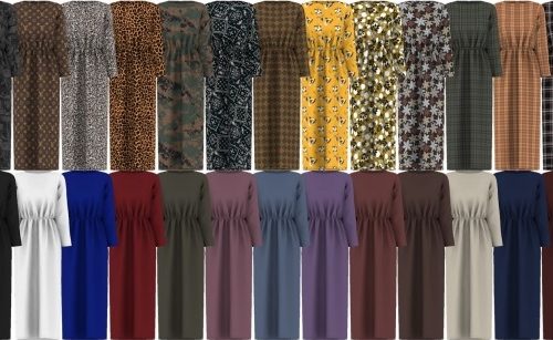 Elastic-Waist Long Dress at Gorilla