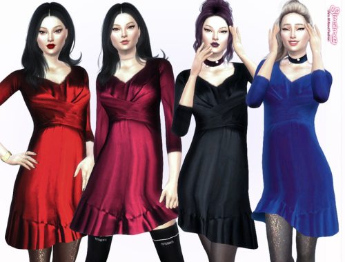Elegant Silky Satin Dress + 1 Velvet Finish