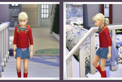 Elise Hair Kids version & Scarf at Birksches Sims Blog