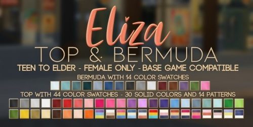 ELIZA TOP & BERMUDA at Candy Sims 4