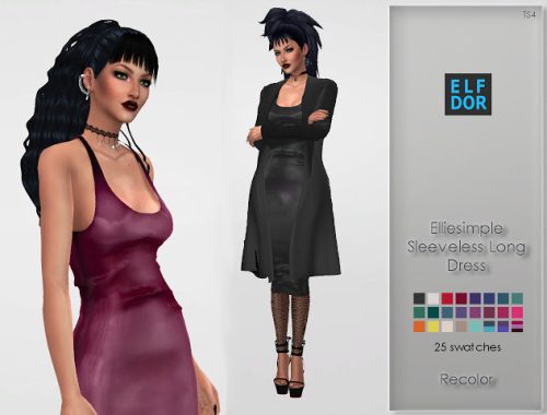 Elliesimple Sleeveless Long Dress RC shiny at Elfdor Sims