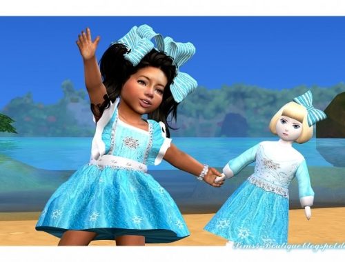 Elsa Dress, bow, shoes and 2 Acc Doll + Deco Doll at Sims4-Boutique