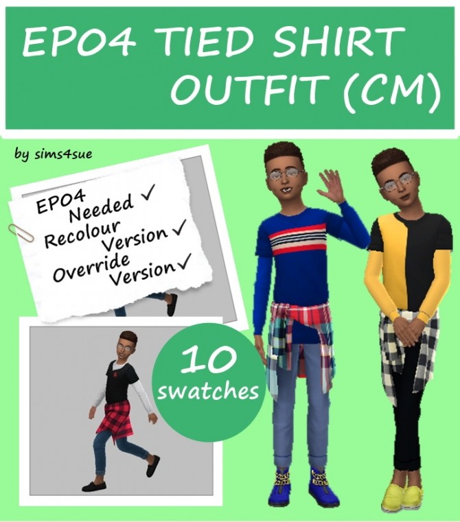 EP04 TIED SHIRT OUTFIT (CM) at Sims4Sue - The Sims 4 Catalog