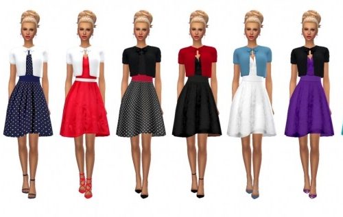 EP05 FLARED DRESS & BOLERO at Sims4Sue