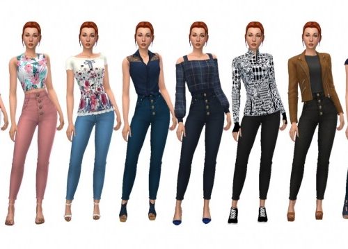 EP08 BUTTONED JEANS at Sims4Sue